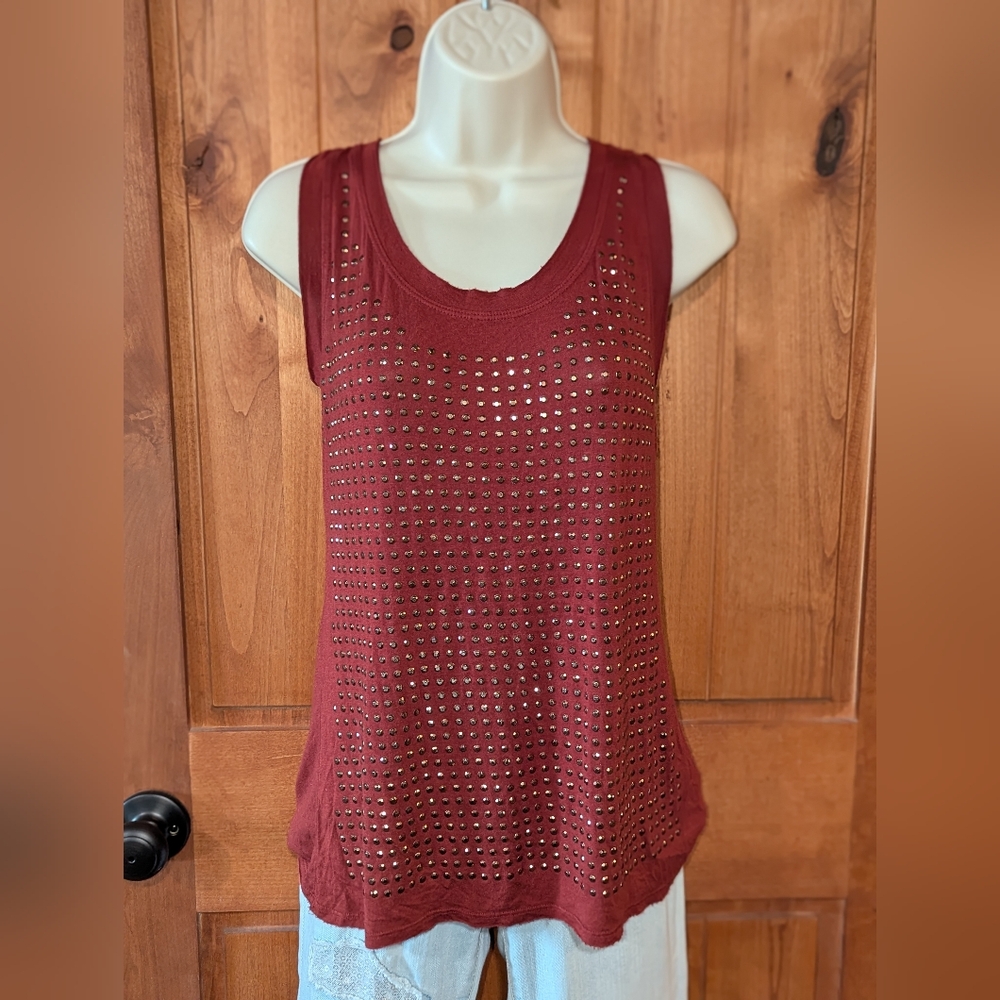 Studio Y Brick‎ Red Tank Top with Studs